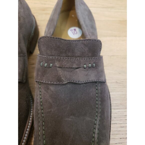 BILLY REID Brown Suede Mens Loafers Dress Shoes Sz 10 Handmade Italy Leather main image 5